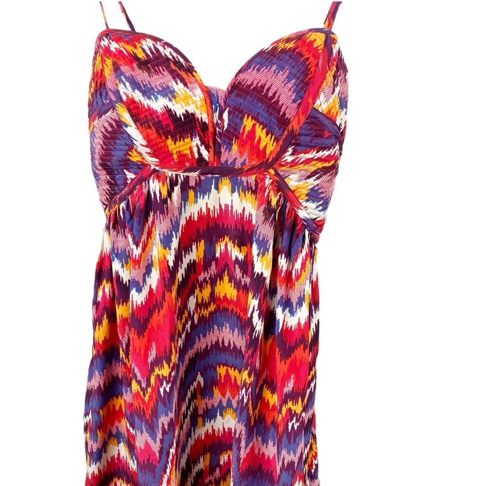 Parker Aztec Spaghetti Strap Silk Ikat Mini Dress Size Small - Picture 3 of 9